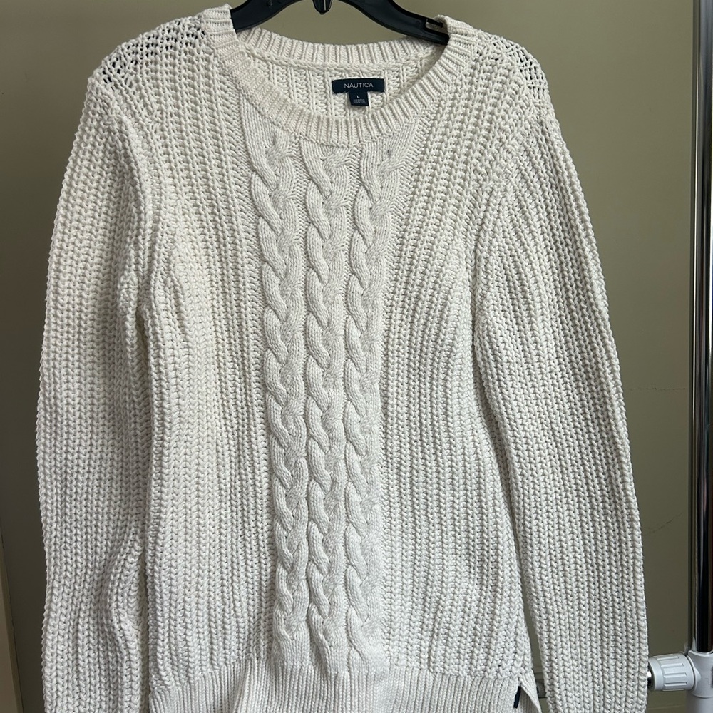 Nautica Women's Cream Cable Knit Sweater